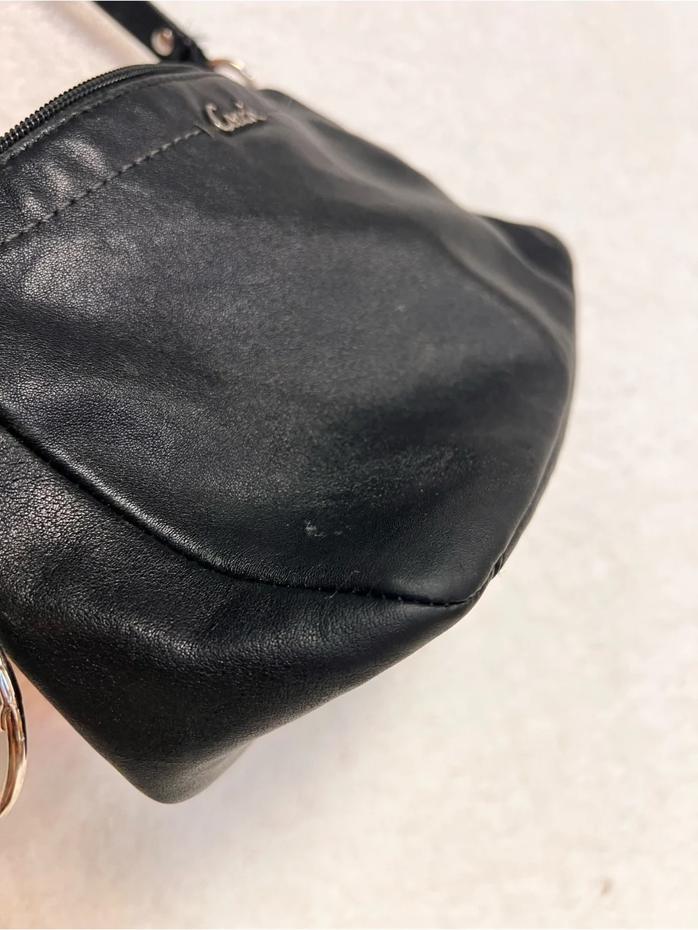 Coach Black Leather Shoulder Bag with Silver Charm - Picture 5 of 9